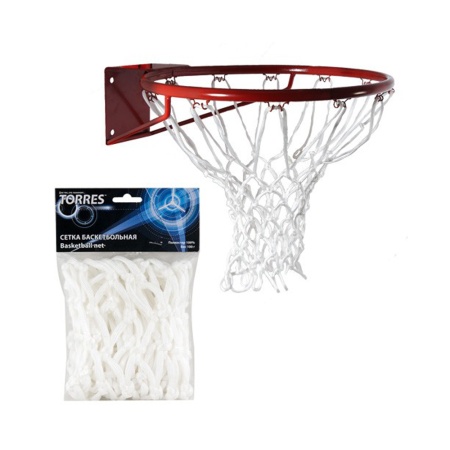 Купить Сетка баскетбольная Torres, нить 6 мм, белая в Печоре 